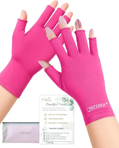 Vista 7 de Guantes UV para manicura de gel, opción de 2 tamaños para manos regulares/pequeñas, guantes sin dedos UPF50+ anti sol y luz UV