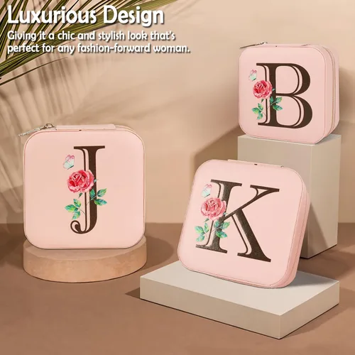 Vista 6 de Joyero de viaje, organizador de joyas pequeño, mini joyero con espejo, regalo perfecto para damas de honor para bodas, el mejor regalo para mujeres