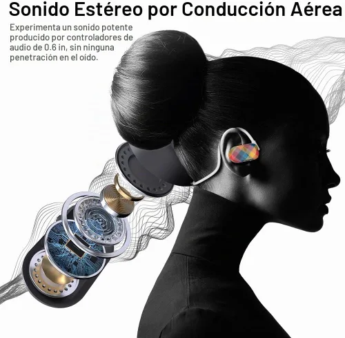 Vista 5 de Auriculares Purity Air de oído abierto - Auriculares inalámbricos Bluetooth de conducción de aire con micrófono dual para iPhone/Android - Comodidad