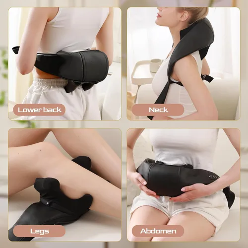 Vista 2 de Masajeador de espalda y cuello, masajeador de espalda para amasamiento de tejido profundo, negro mate