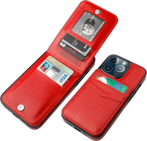 Vista 16 de KIHUWEY Compatible con iPhone 13 Pro Max Funda Cartera con Soporte para Tarjetas de Crédito, Cuero Premium Cierre Magnético Soporte Plegable Funda