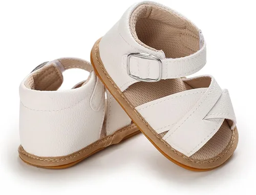 Vista 6 de SOFMUO Sandalias brillantes con lazo para bebés, niñas y niños, suela de goma antideslizante y suave de primera calidad, zapatos de verano
