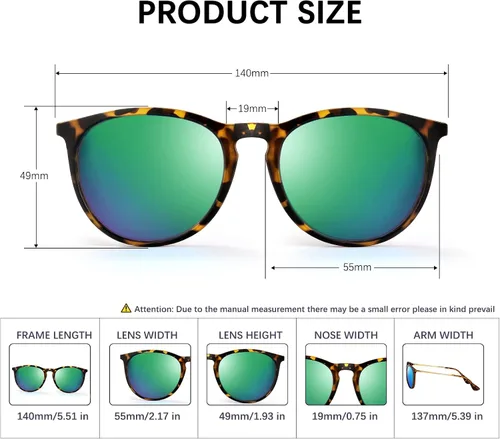 Vista 5 de VIYSIOO Gafas de sol para mujeres y hombres gafas de sol vintage para mujer paquete de 3 unidades redondas clásicas retro espejadas polarizadas
