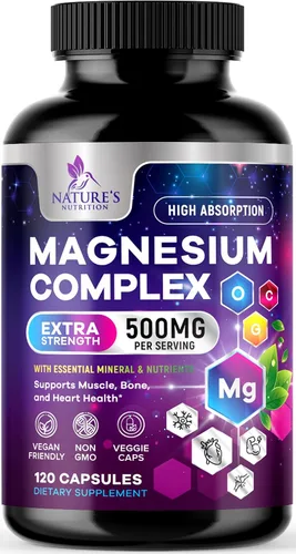 Vista 10 de Suplemento de complejo de magnesio – Magnesio 500 mg por porción – Mezcla 4 en 1 de alta absorción – Glicinato de magnesio 100% quelado con malato