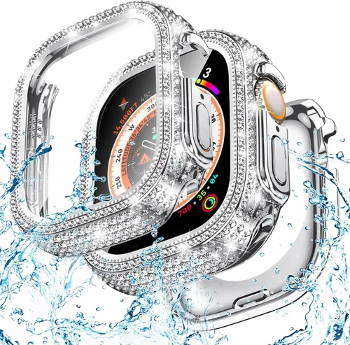 Vista 21 de Goton Funda de 40 mm impermeable con brillo para Apple Watch, protector de pantalla SE 3/2/1, Serie 6/5/4 de 40 mm, parachoques frontal de PC