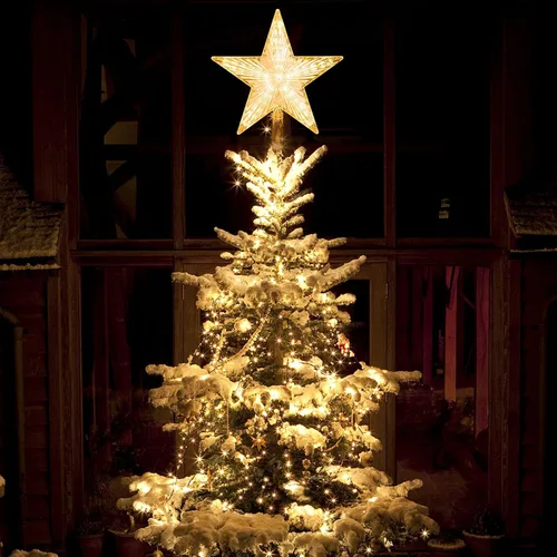 Vista 6 de DDcafor Decoración para árbol de Navidad con luz blanca cálida, ideal para decoración de árbol de Navidad, 8.7 pulgadas, funciona