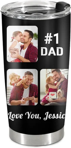 Vista 17 de Taza personalizada con foto y texto para hombres y mujeres, regalo para papá, mamá, familias y amigos, taza de viaje con foto e imagen