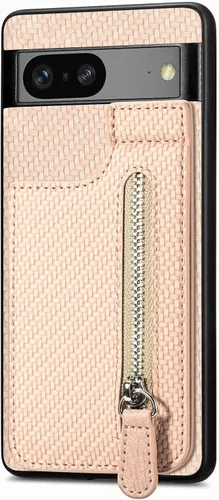 Vista 2 de LEMAXELERS Funda tipo cartera con cremallera y tarjetero para Google Pixel 7 Pro, piel sintética plegable con función atril magnético, cierre