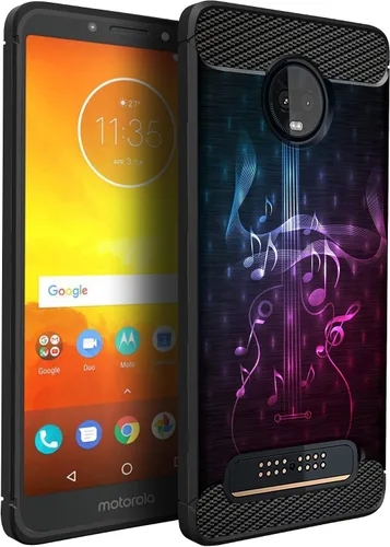 Vista 18 de CasesOnDeck Funda compatible con [Motorola Moto Z3 Play Moto Z3] Moto Z3 Design, funda delgada negra flexible y elegante protección contra golpes