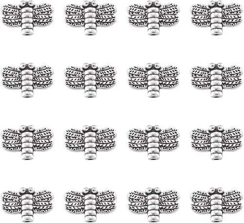 Vista 19 de Megapet - Cuentas espaciadoras de plata antigua estilo tibetano para fabricación de joyas, Metal
