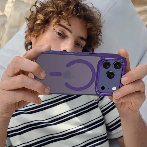 Vista 690 de Anuck - Funda magnética para iPhone 11 compatible con MagSafe, carcasa trasera mate translúcida dura, borde de TPU, delgada, resistente a impactos