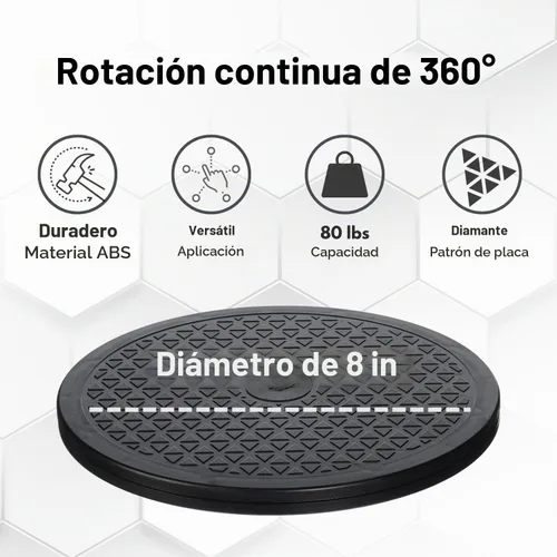 Vista 5 de LapWorks Base giratoria resistente de 8 pulgadas, perfil de 0.8 pulgadas, soporta 80 libras, tocadiscos giratorios de 360˚ y soporte Lazy Susan