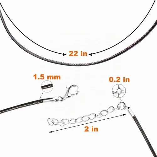 Vista 5 de EuTengHao 120 piezas de cordón para collar, collar encerado negro para hacer joyas, collares, pulseras (24 pulgadas de largo, 0.059 in de ancho)