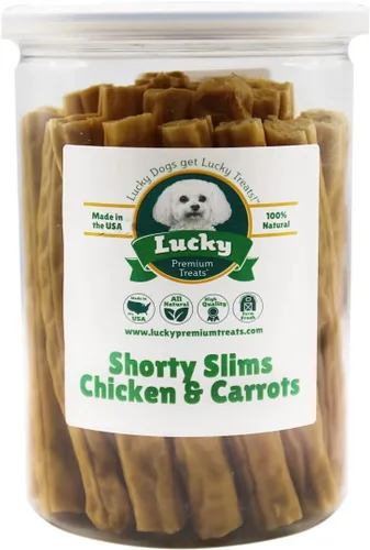 Vista 5 de Lucky Premium Treats Lucky Shorty Slims - Golosinas para perros de carne de res y palitos crujientes para masticar con carne de res real para perros