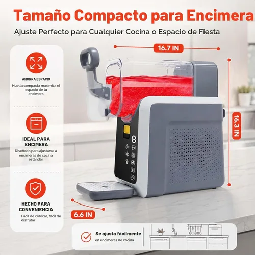 Vista 2 de Máquina de granizado para encimera para el hogar, máquina de granizado con pantalla LED, máquina de granizado con programas de margarita congelada