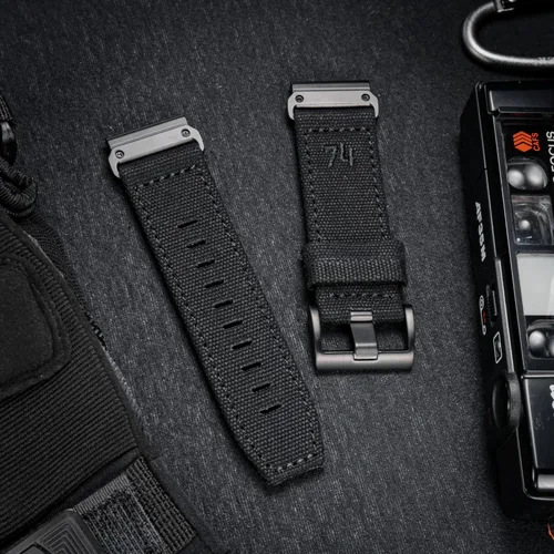 Vista 2 de Compatible con Garmin, correa deportiva de lona para reloj fēnix/precursor/enfoque/marq/quatix/instinct/D2/Tactix, correa de repuesto resistente