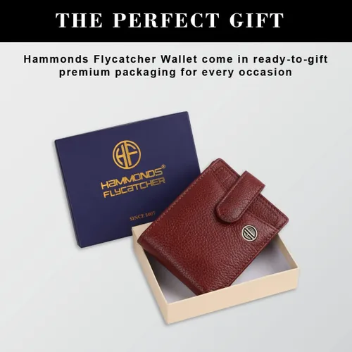 Vista 6 de Cartera de piel de napa marrón con protección RFID para hombre, 5 ranuras para tarjetas, 1 bolsillo para monedas, 2 compartimentos ocultos, 2