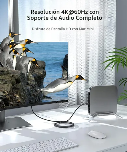 Vista 3 de uni Cable USB C a DisplayPort para oficina en casa (4K @60Hz, 2K @165Hz), cable USB tipo C a DisplayPort de aluminio resistente