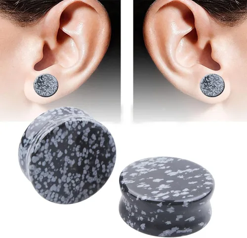 Vista 2 de Bloomfall Gauge Opal Ear Plugs Piercing Jewelry Set Double Flare Saddle Stretching Gages Tunnels Expander 5mm-25mm