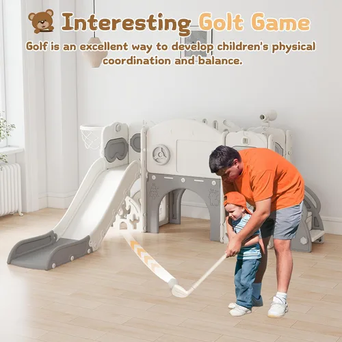 Vista 8 de Juego de tobogán 11 en 1 para niños pequeños, patio de juegos interior para niños de 1 a 3 años y niños pequeños, juego al aire libre con juego
