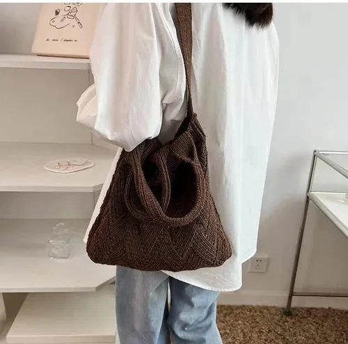 Vista 6 de Coconut Girl - Bolsa de mano estética para playa, bolsa de mano de ganchillo, accesorios de playa para mujer