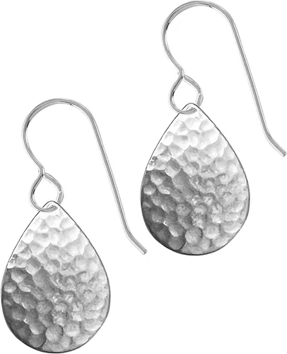 Vista 4 de Aretes colgantes grandes con disco circular martillado en plata, oro u oro rosa