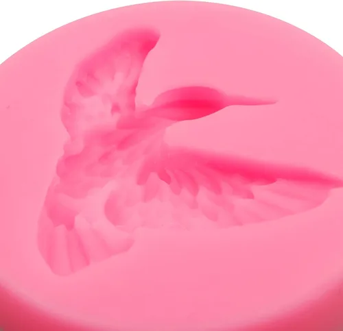 Vista 8 de Molde de silicona para colibrí, molde para decoración de pasteles de pájaros, rosa, juego de 2