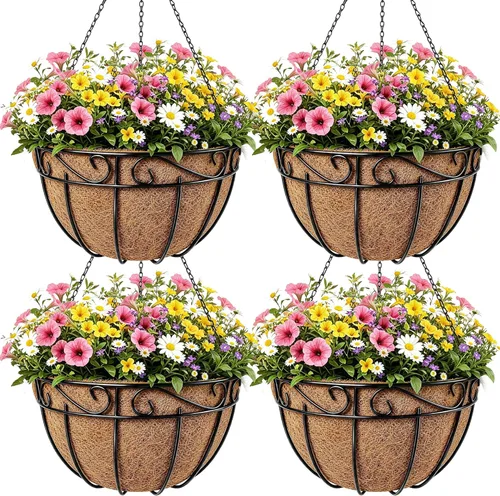 Vista 20 de AMAGABELI GARDEN & HOME Paquete de 2 colgadores colgantes para plantas al aire libre de 10 pulgadas, soportes de metal para colgar en la pared