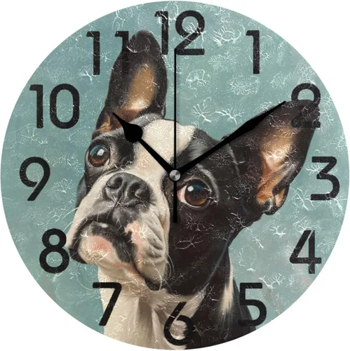 Vista 30 de Reloj de pared redondo retro de otoño con dos gnomos y calabaza de 10 pulgadas, funciona con pilas, reloj de escritorio analógico silencioso sin