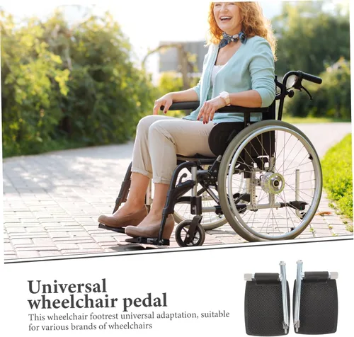 Vista 7 de ORFOFE Placa de pie para silla de ruedas, poste de repuesto resistente, soporte de pierna grande, plantillas plegables seguras y cómodas al azar