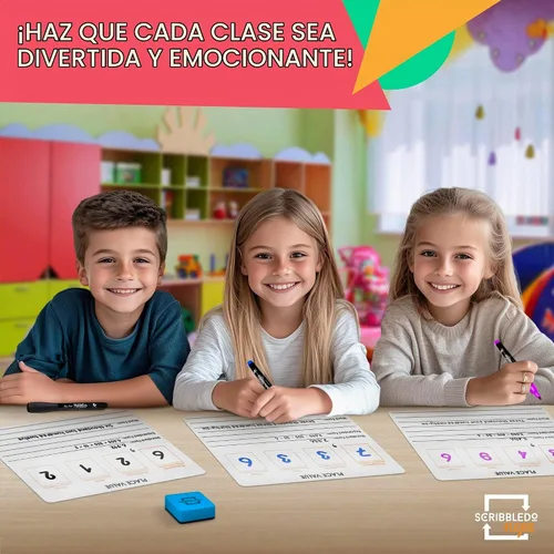 Vista 2 de SCRIBBLEDO Tabla de Valor Posicional Práctica de Matemáticas - Pizarra blanca pequeña de 9 x 12 pulgadas, hojas de borrado en seco, manipulativos