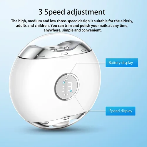 Vista 2 de Electric Automatic Nail Clipper with LED Light & 3 Speeds,Fingernail Cutter and Polisher and Exfoliating 3 in 1 Design,Nail Scraps Storage