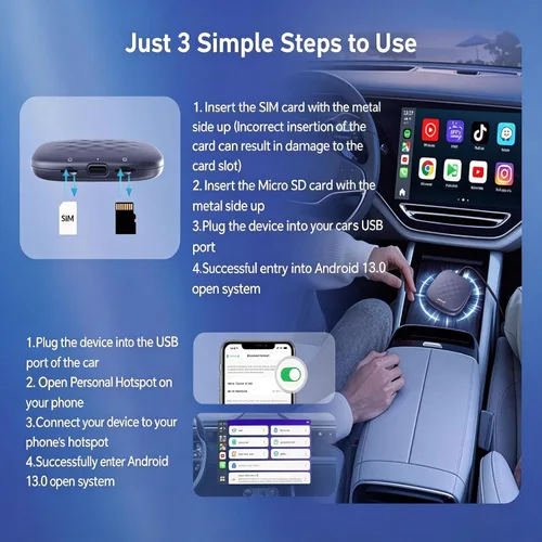 Vista 7 de Carlinkit Android 13.0 CarPlay AI Box Adapter, 8GB+128GB Adaptador