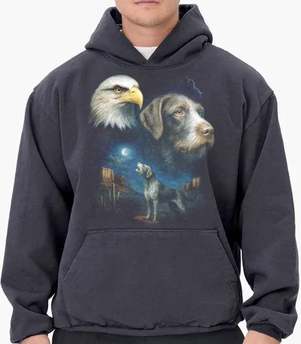 Vista 2 de U.S.A. Made German Wirehaired Pointer 100% Cotton Hoodie LA Apparel
