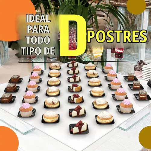 Vista 5 de Exquisite Mini platos de postre pequeños, paquete de 120 platos desechables negros de 2.4 x 2.4 pulgadas, pequeños de plástico sin BPA para bodas