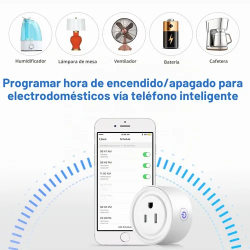 Vista 4 de Enchufe Inteligente con Wi-Fi habilitado, Mini enchufe Inteligente que funciona con Amazon Alexa, Google Home, Salida de control remoto con función