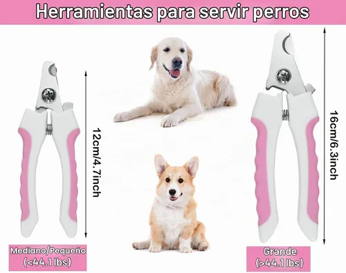 Vista 2 de Juego de 5 cortaúñas para perros y gatos, recortadores de uñas de garras para mascotas, con bloqueo protector para evitar cortes excesivos Rosa
