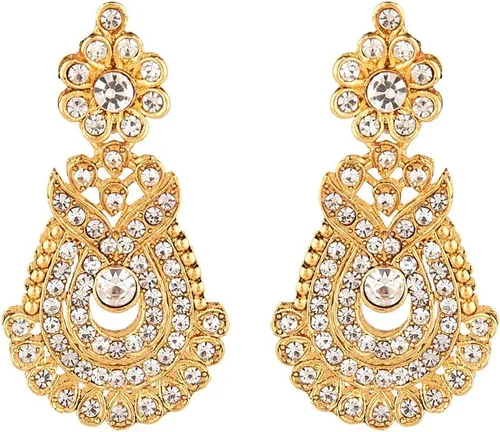 Vista 5 de Efulgenz Crystal Indian Jewelry Set Rhinestone Crystal Choker Necklace Earrings Maang Tikka Set Wedding Bollywood Bridal Jewelry Set for Women