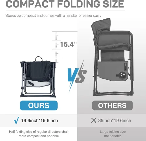 Vista 5 de EVER ADVANCED Silla de directores de camping con mesa auxiliar, plegable portátil con tamaño compacto, diseño transpirable y de secado rápido, silla
