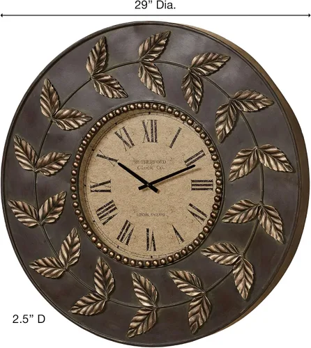 Vista 3 de Touch of Class Dixon Leaf - Reloj de pared (bronce/dorado)