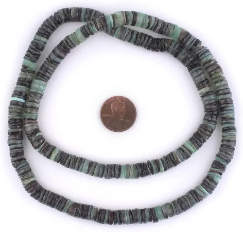 Vista 2 de The Bead Chest Helecho Verde Natural Shell Heishi Cuentas (0.315 in)