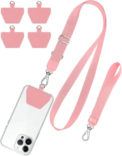 Vista 14 de SHANSHUI Cordón para teléfono, correa para el cuello y correa para la muñeca, soporte universal para funda de teléfono, anclaje para todos los Negro