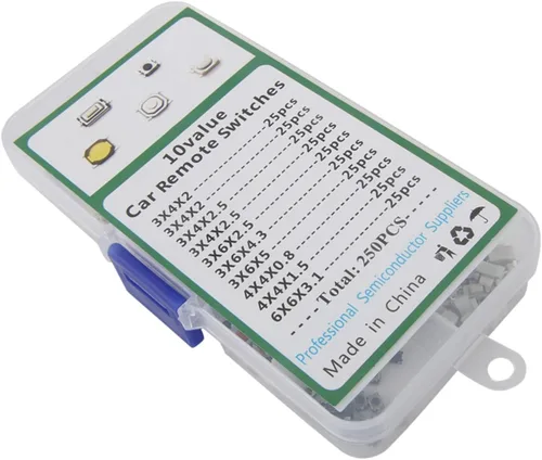 Vista 6 de 250 piezas/1 juego de 10 tipos de tabletas de control remoto para coche duradero, interruptor de botón movible, botón de llave de coche, micro