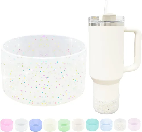 Vista 8 de Funda protectora de silicona con purpurina WORBSS para taza Stanley Cup H2.0 de 20, 30, 40 onzas y botella Hydro Flask de 18-24 onzas con cubierta