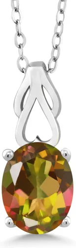 Vista 157 de Gem Stone King Collar de plata de ley 925 con piedra natal ovalada de 0.354 x 0.276 in Collar con colgante solitario para mujer Con cadena
