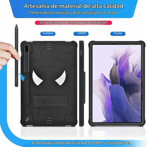 Vista 5 de DETUOSI Funda para tablet Samsung Galaxy Tab S7 FE 5G, S8 Plus, S7 Plus, 12.4 pulgadas, funda protectora resistente para niños con soporte plegable