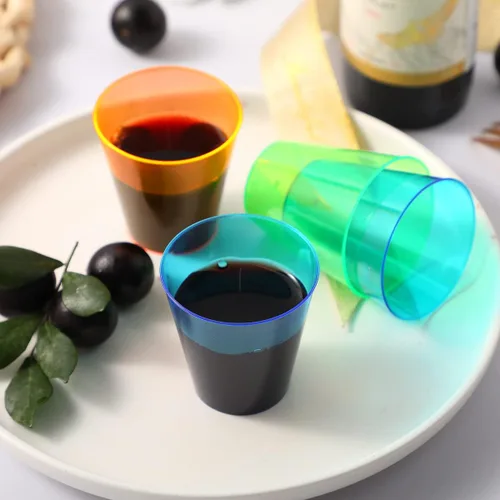 Vista 9 de 250 vasos desechables de plástico, vasos de fiesta multicolor neón de 1 onza, vasos desechables de plástico duro para margarita, whisky