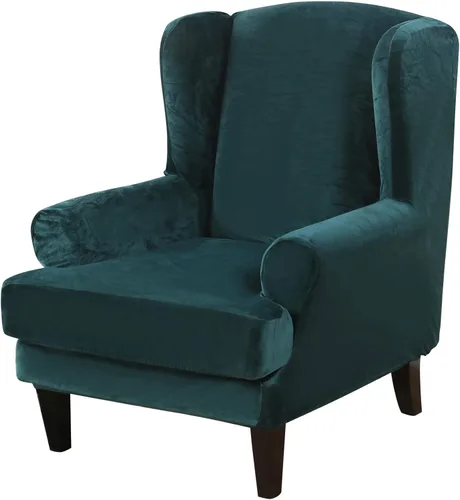 Vista 10 de MIFXIN Wingback - Funda para silla, de terciopelo de 2 piezas, elásticas, con funda de cojín, suave, lavable, protector de muebles para sala