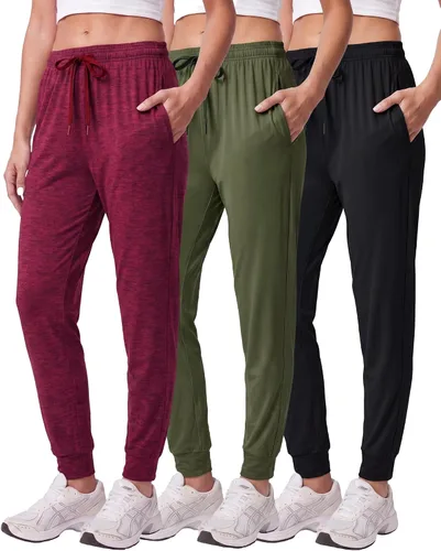 Vista 11 de Paquete de 3 pantalones deportivos de ajuste seco para mujer, con bolsillos para descansar Conjunto 1