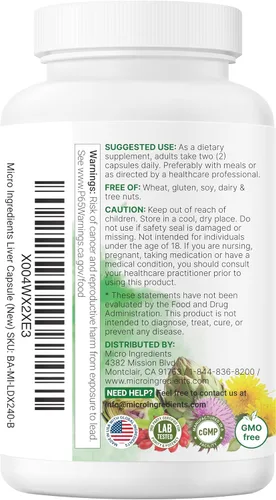Vista 7 de Liver Advanced+, 240 cápsulas vegetales Complejo 20 en 1 con cardo mariano, diente de león, NAD, NAC, ALA, TUDCA, glutatión, alcachofa, cúrcuma